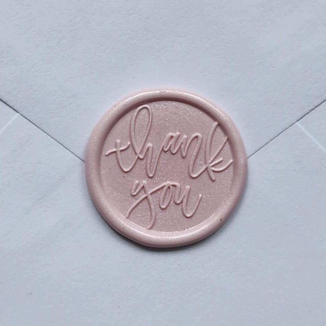"Customizable Color Thank You Cursive B Wax Seals, Set of 5" - Wax Seals in pink by MC silverlinings