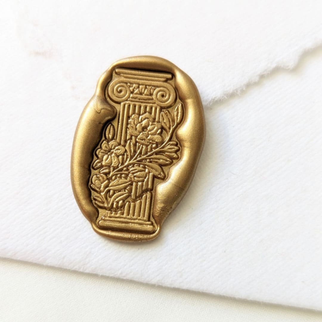 "Floral Pillar- Customizable Color- Set of 25 Hand-crafted Wax Seals" - Wax Seals in multicolor by Inkspiringletters