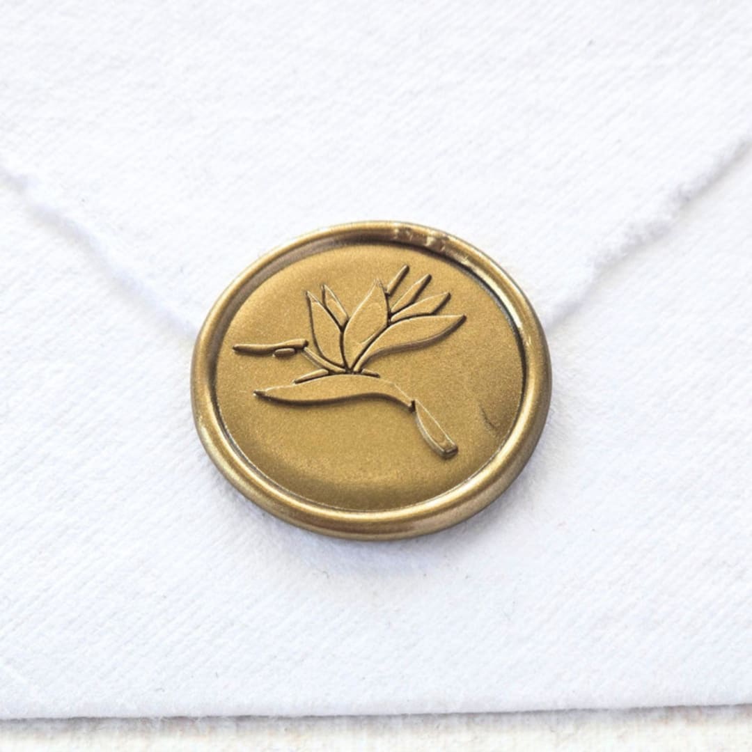 "Bird of Paradise - Customizable Color- Set of 25 Hand-crafted Wax Seals" - Wax Seals in multicolor by Inkspiringletters