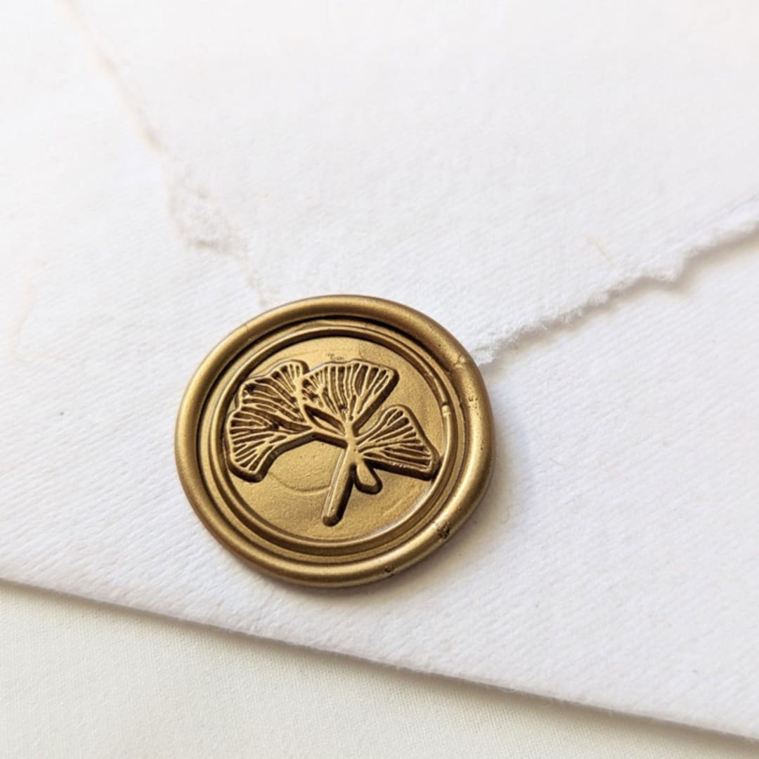 "Ginkgo Leaves- Customizable Color- Set of 25 Hand-crafted Wax Seals" - Wax Seals in multicolor by Inkspiringletters