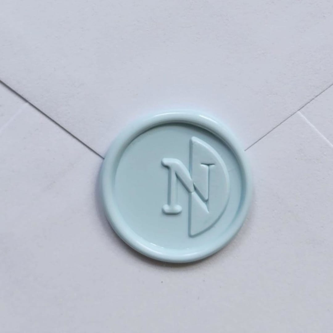 Customizable Color "N" Monogrammed Self-adhesive Wax Seals, Set of 5