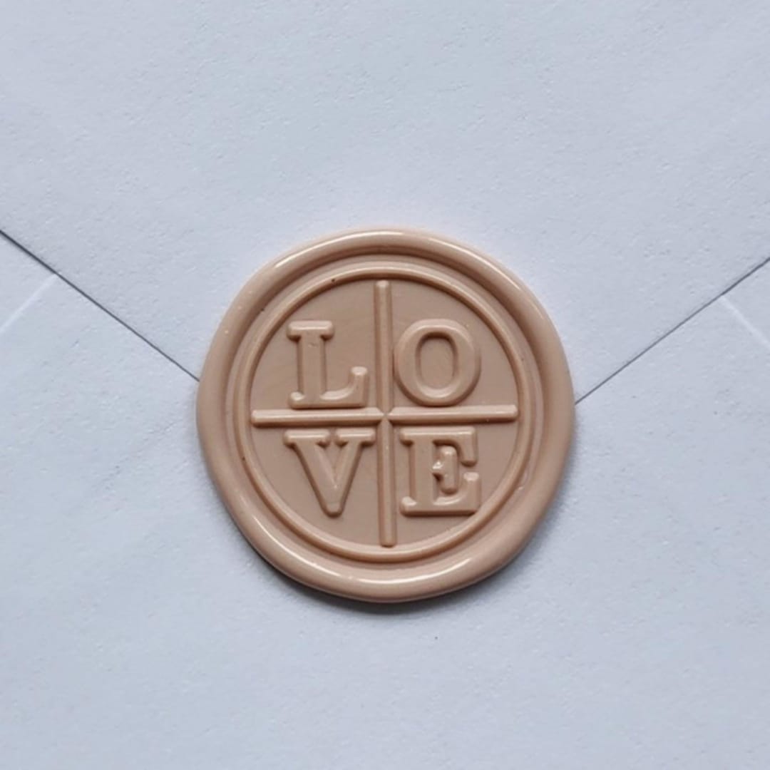 "Customizable Color LOVE Bordered Self-adhesive Wax Seals, Set of 5" - Wax Seals in multicolorassorted-colors by MC silverlinings