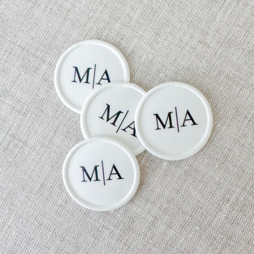 "Custom initials wax seals (white base) | Set of 10" - Wax Seals in white by Maria Ferrer G.
