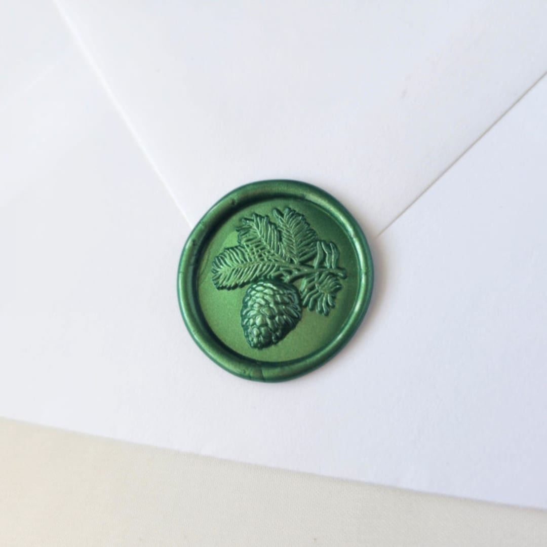 "Pinecone Branch- Customizable Color- Set of 25 Wax Seals" - Wax Seals in multicolor by Inkspiringletters