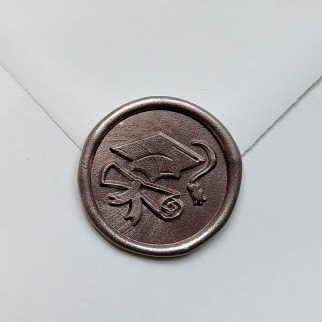 "Customizable Color Graduation Cap and Scroll Self-adhesive Wax Seals, Set of 5" - Wax Seals in multicolorassorted-colors by MC silverlinings