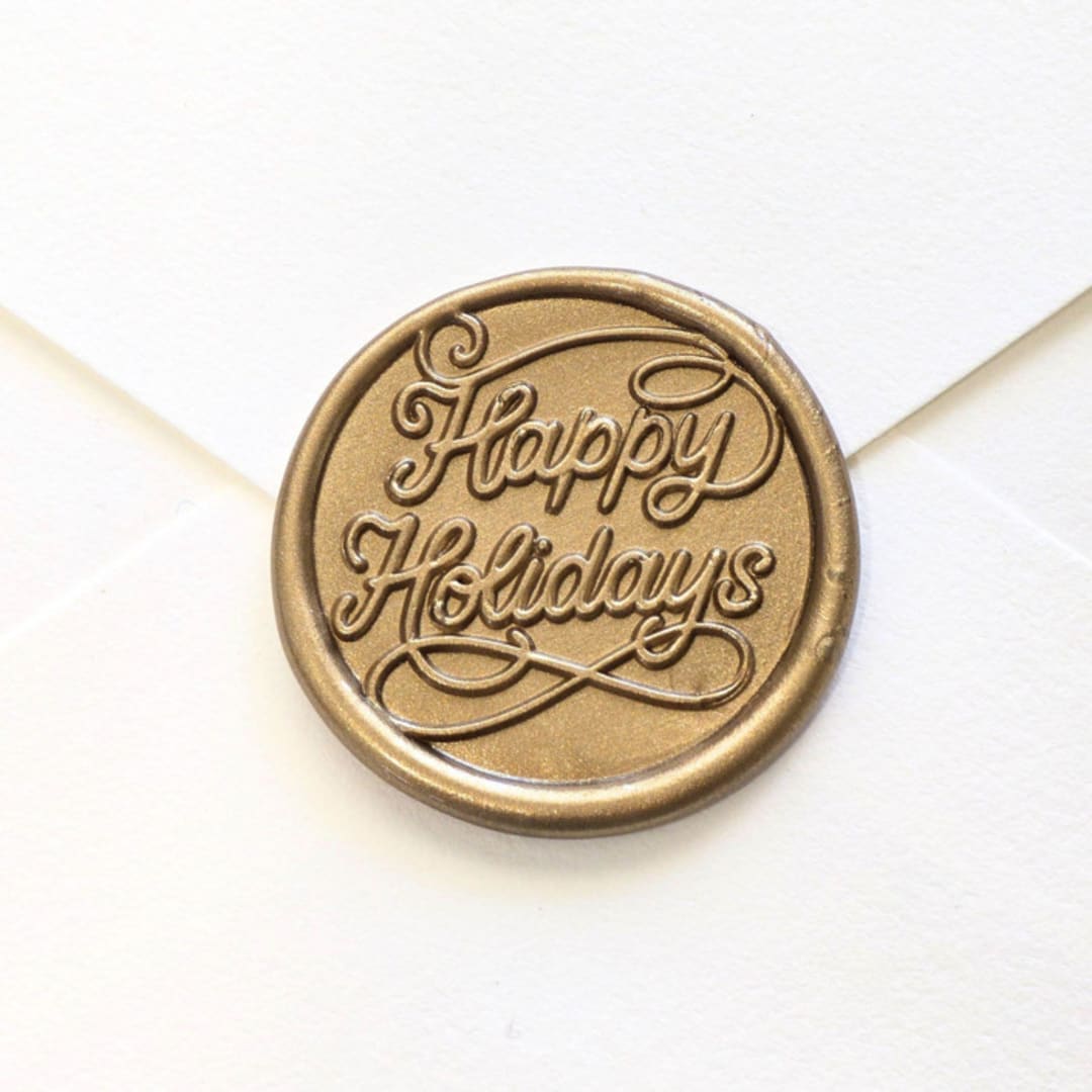 "Happy Holidays- Customizable Color- Set of 25 Hand-crafted Wax Seals" - Wax Seals in multicolor by Inkspiringletters