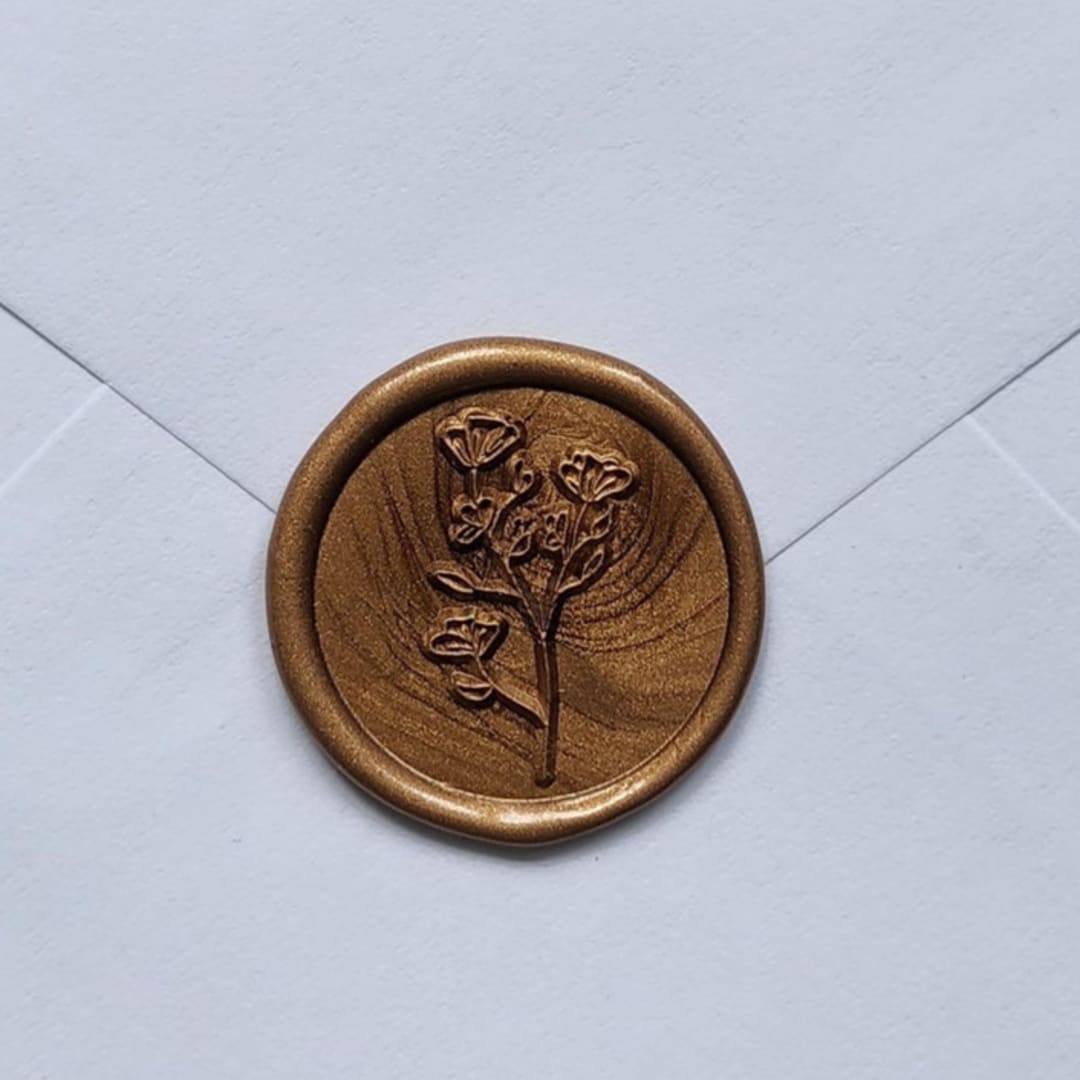 "Customizable Color Buttercup Self-adhesive Wax Seals, Set of 5" - Wax Seals in gold by MC silverlinings