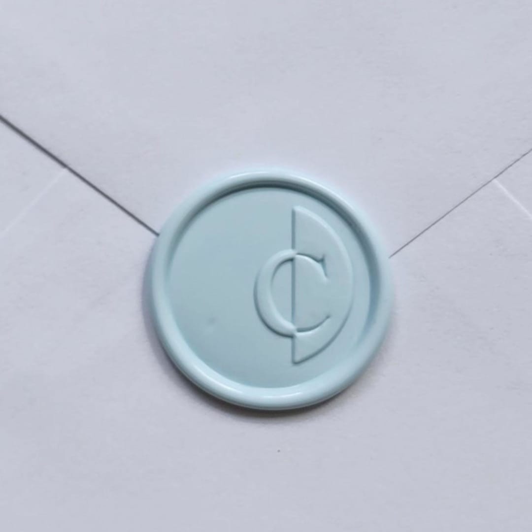 Customizable Color "C" Monogrammed Self-adhesive Wax Seals, Set of 5