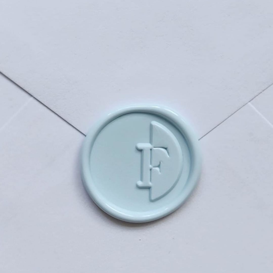 "Customizable Color "F" Monogrammed Self-adhesive Wax Seals, Set of 5" - Wax Seals in multicolorassorted-colors by MC silverlinings