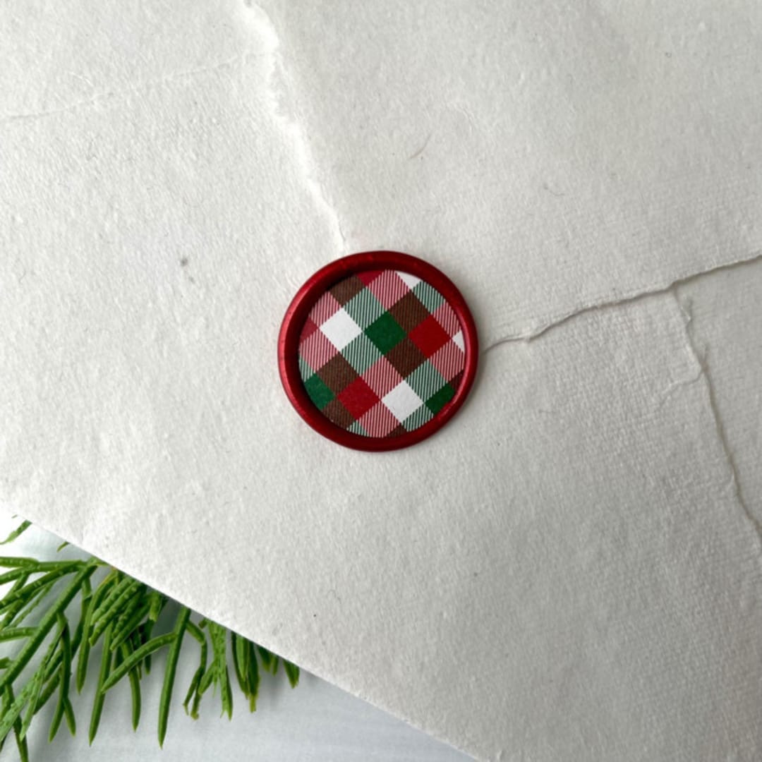 "Gingham Holiday Wax Seal - Set of 10" - Wax Seals in red by Honey Silks Co