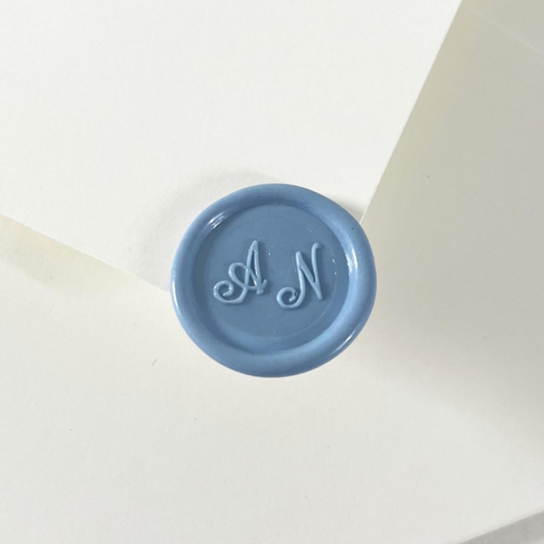 "Personalized Self Adhesive Wax Seal Stickers, Custom Color | Set of 10" - Wax Seals in blue by Self Stationery