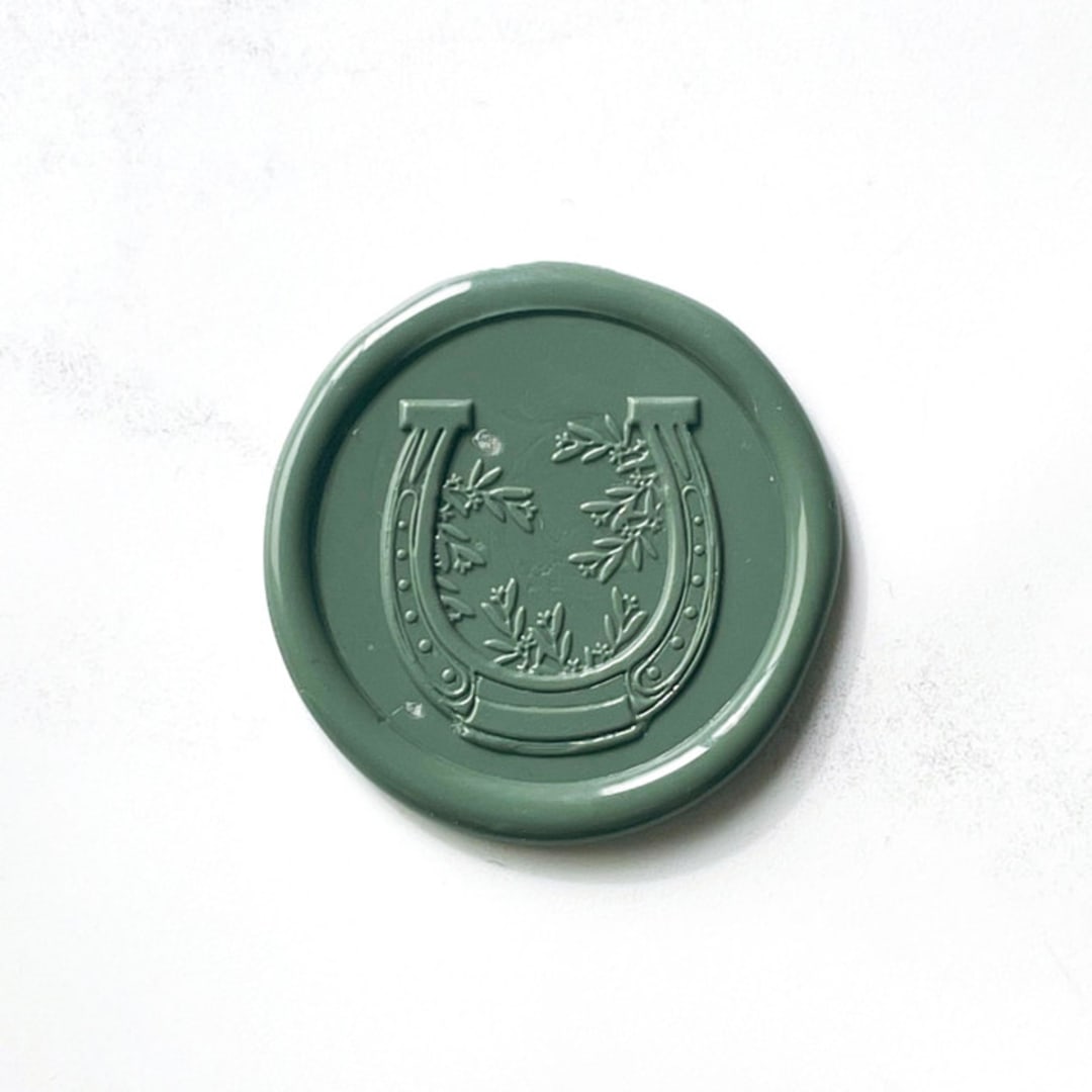 "Horseshoe in Sequoia Pack of 10" - Wax Seals in green by Abby Choi