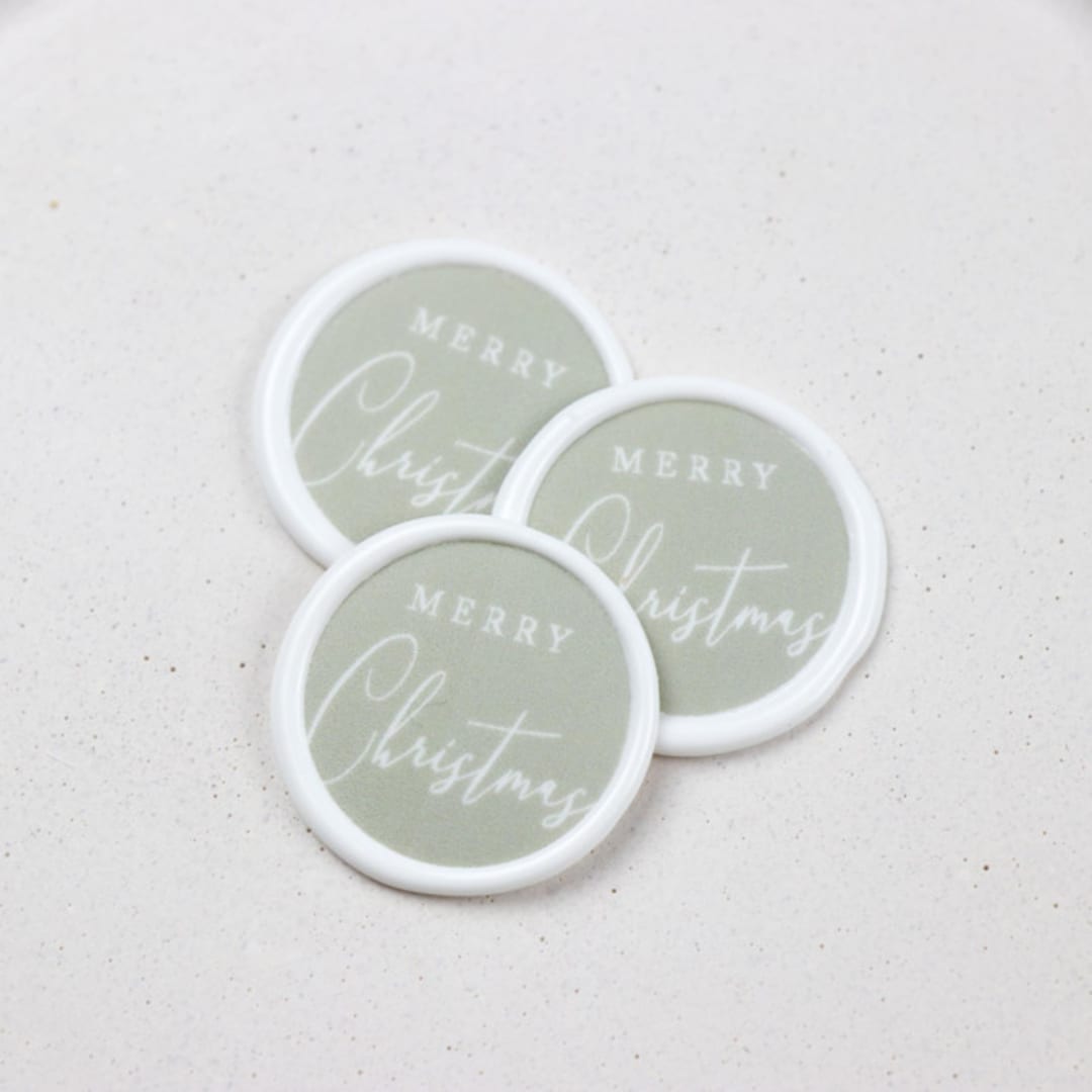 "Green Merry Christmas Wax Seals | Set of 25" - Wax Seals in green by Clove and Cedar Design