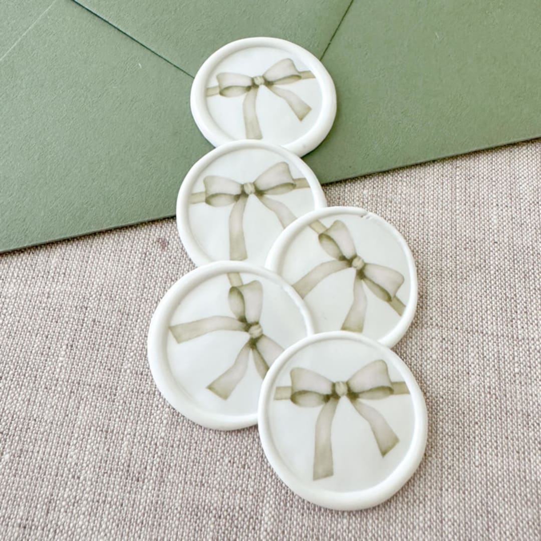 "Watercolor Bow wax seal sticker | Customizable Color | Set of 10" - Wax Seals in multicolorassorted-colors by Maria Ferrer G.