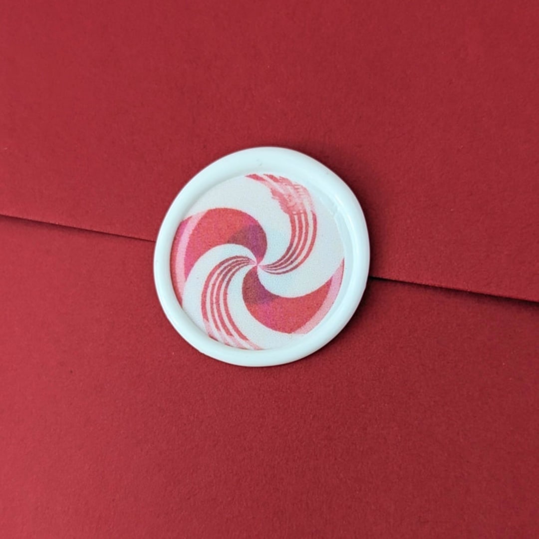 "Peppermint Swirl- - Holiday Wax Seals- Set of 25 White/Red  Hand-crafted Wax Seals" - Wax Seals in white by Inkspiringletters
