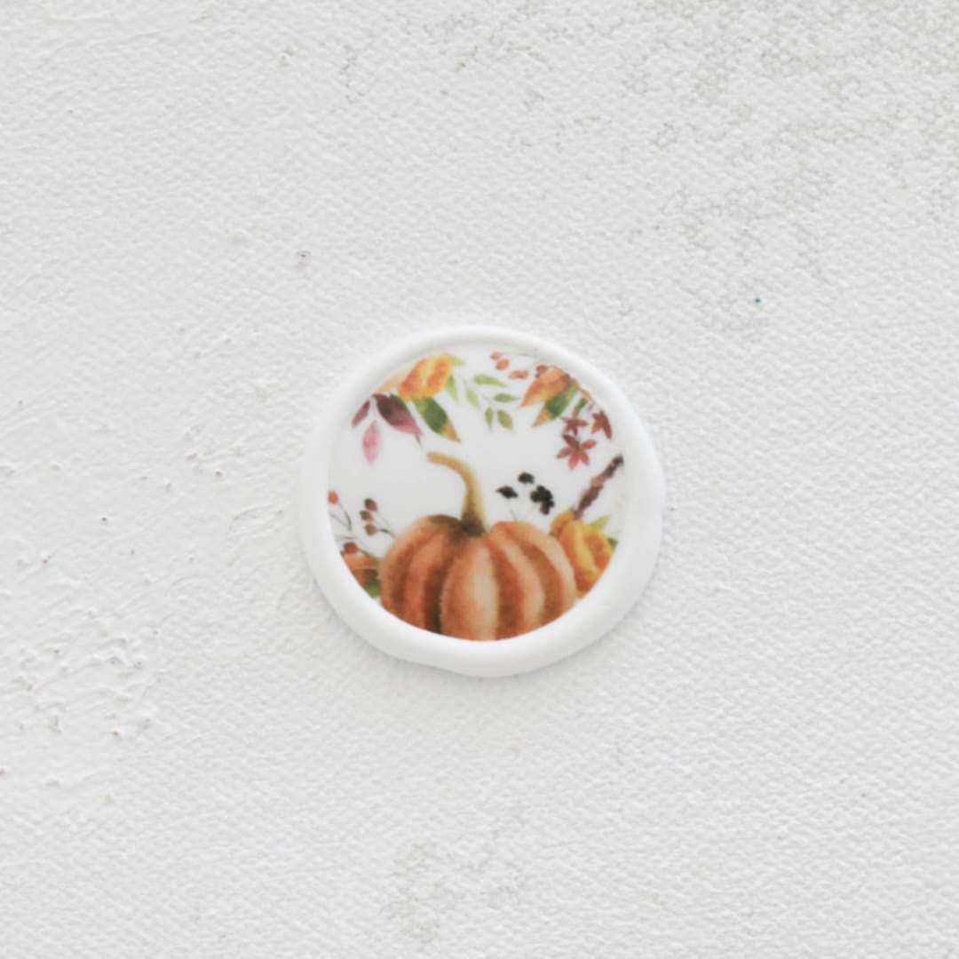 "Fall Pumpkin Vellum Wax Seals | Set of 25" - Wax Seals in orange by Clove and Cedar Design