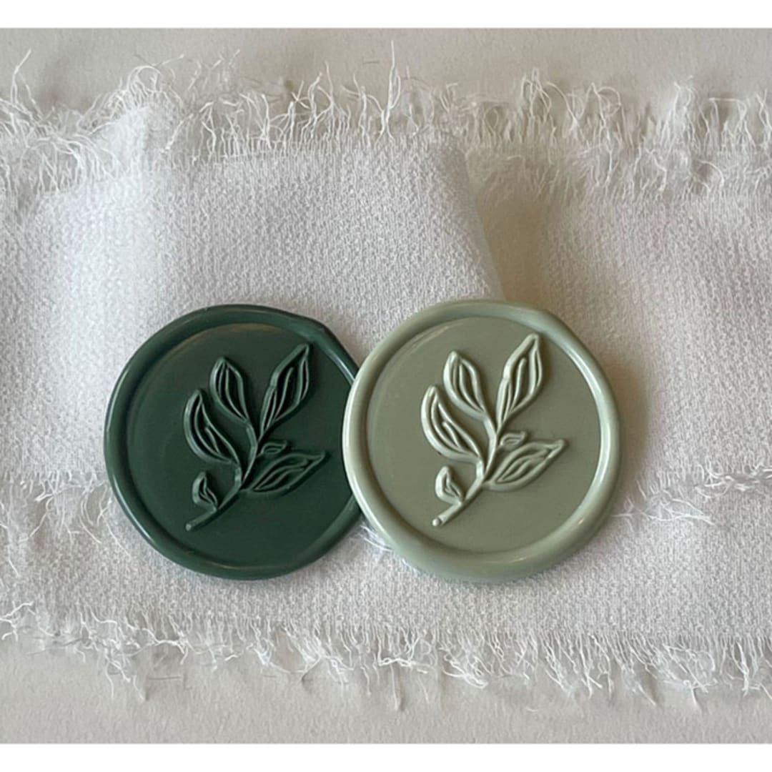 "Stenciled Leaf Wax Seal (Set of 10)" - Wax Seals in multicolorassorted-colors by Vee