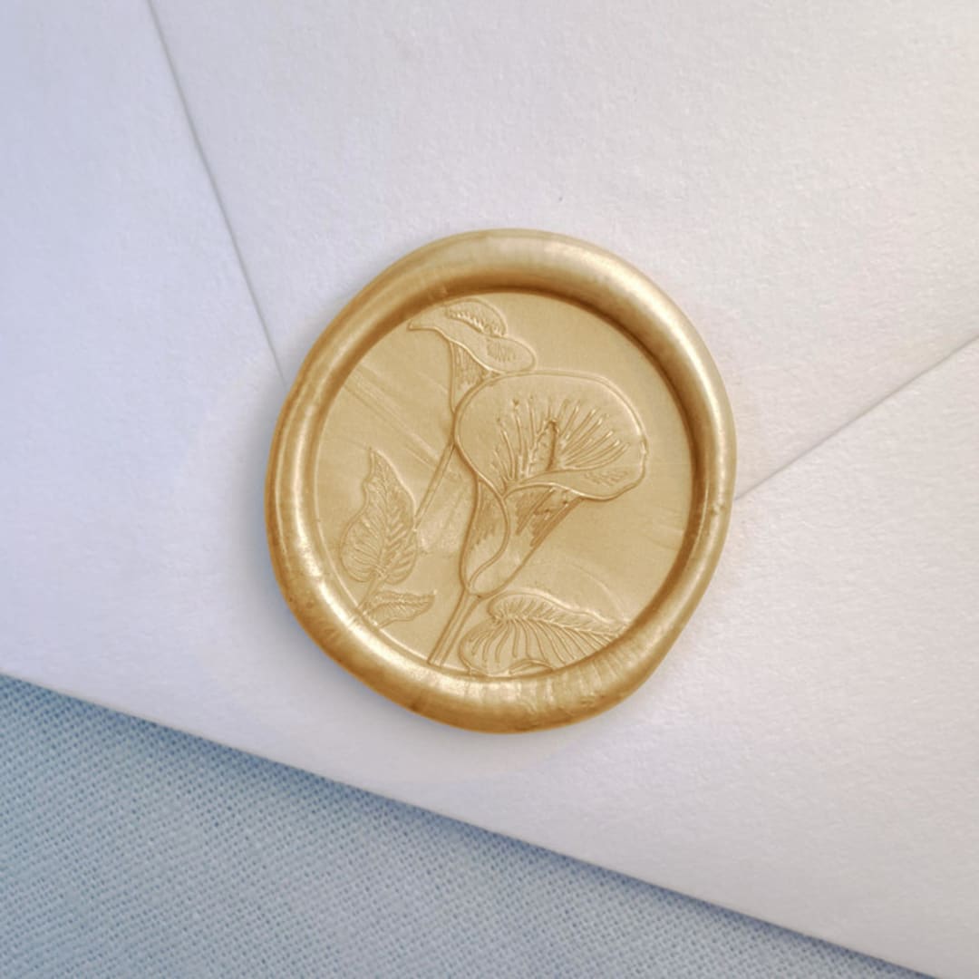 "Calla Lily Wax Seal (25 Pack) - Prosecco" - Wax Seals in gold by Sterling Stripes