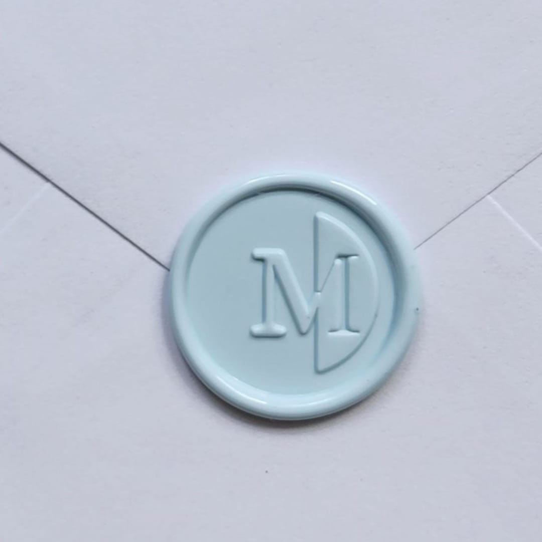 Customizable Color "M" Monogrammed Self-adhesive Wax Seals, Set of 5
