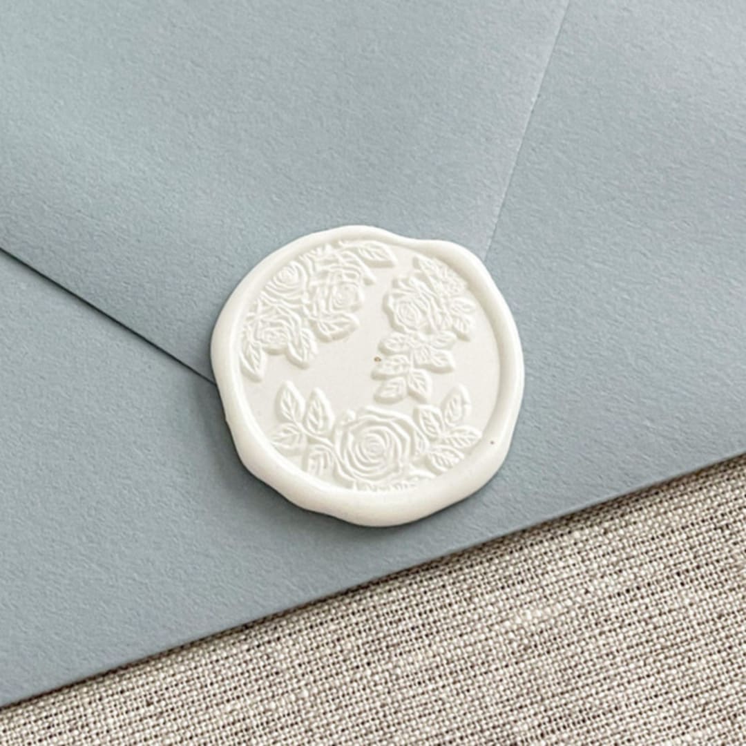 "Roses self-adhesive wax seal in white | Set of 10" - Wax Seals in white by Maria Ferrer G.