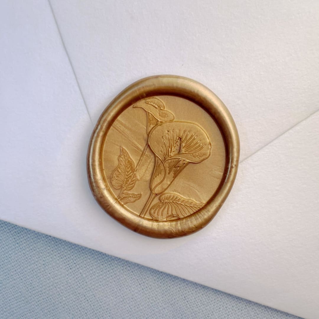"Calla Lily Wax Seal (25 Pack)" - Wax Seals in gold by Sterling Stripes