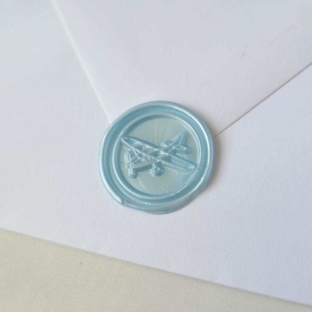 "Vintage Airplane- Customizable Color- Set of 25 Hand-crafted Wax Seals" - Wax Seals in multicolor by Inkspiringletters