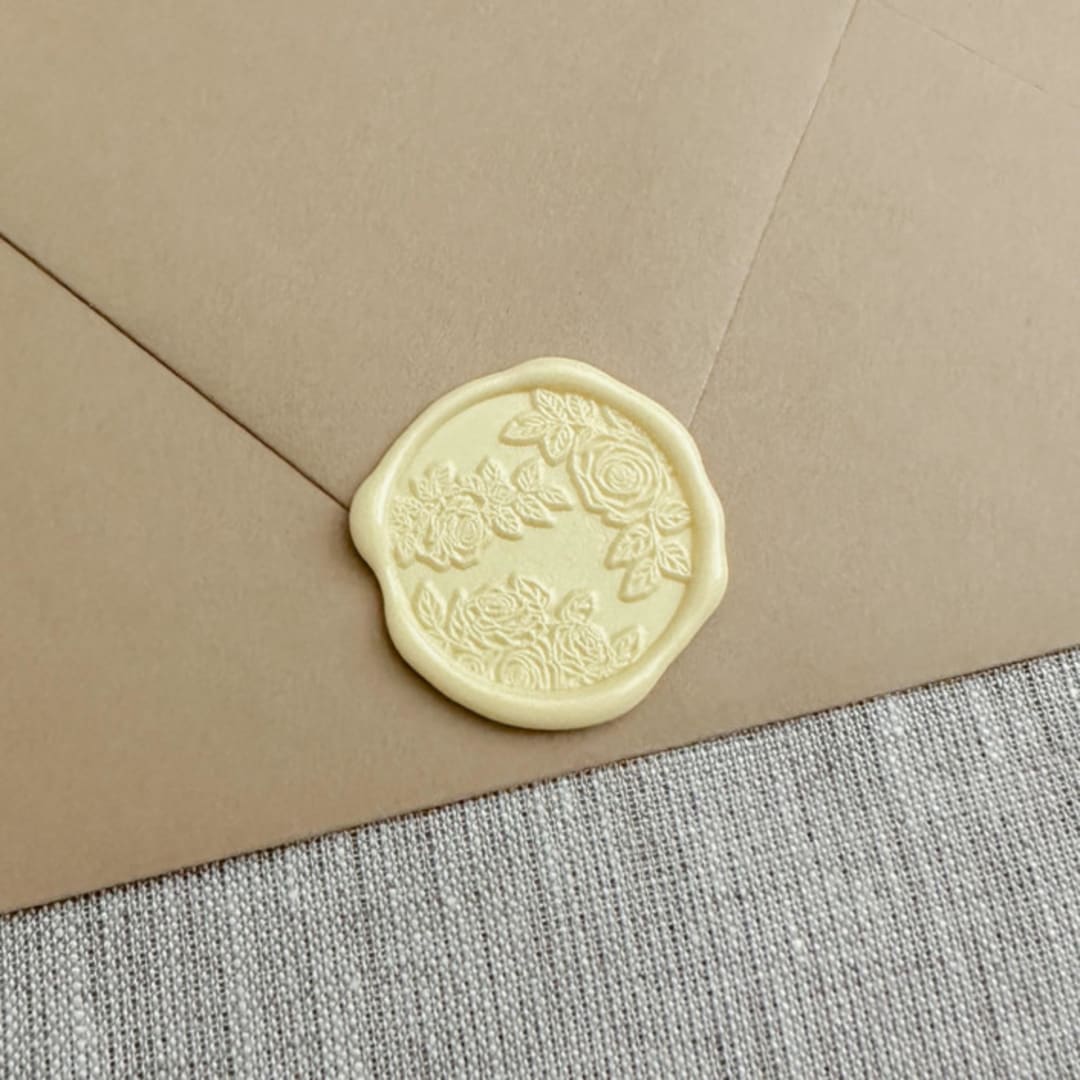 "Buttercream roses wax seal stickers | Set of 10" - Wax Seals in yellow by Maria Ferrer G.