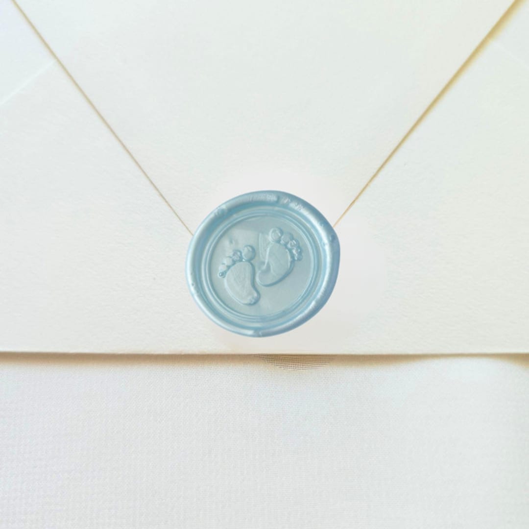 "Baby Feet - Pearl Blue- Set of 25Hand-crafted Wax Seals" - Wax Seals in blue by Inkspiringletters