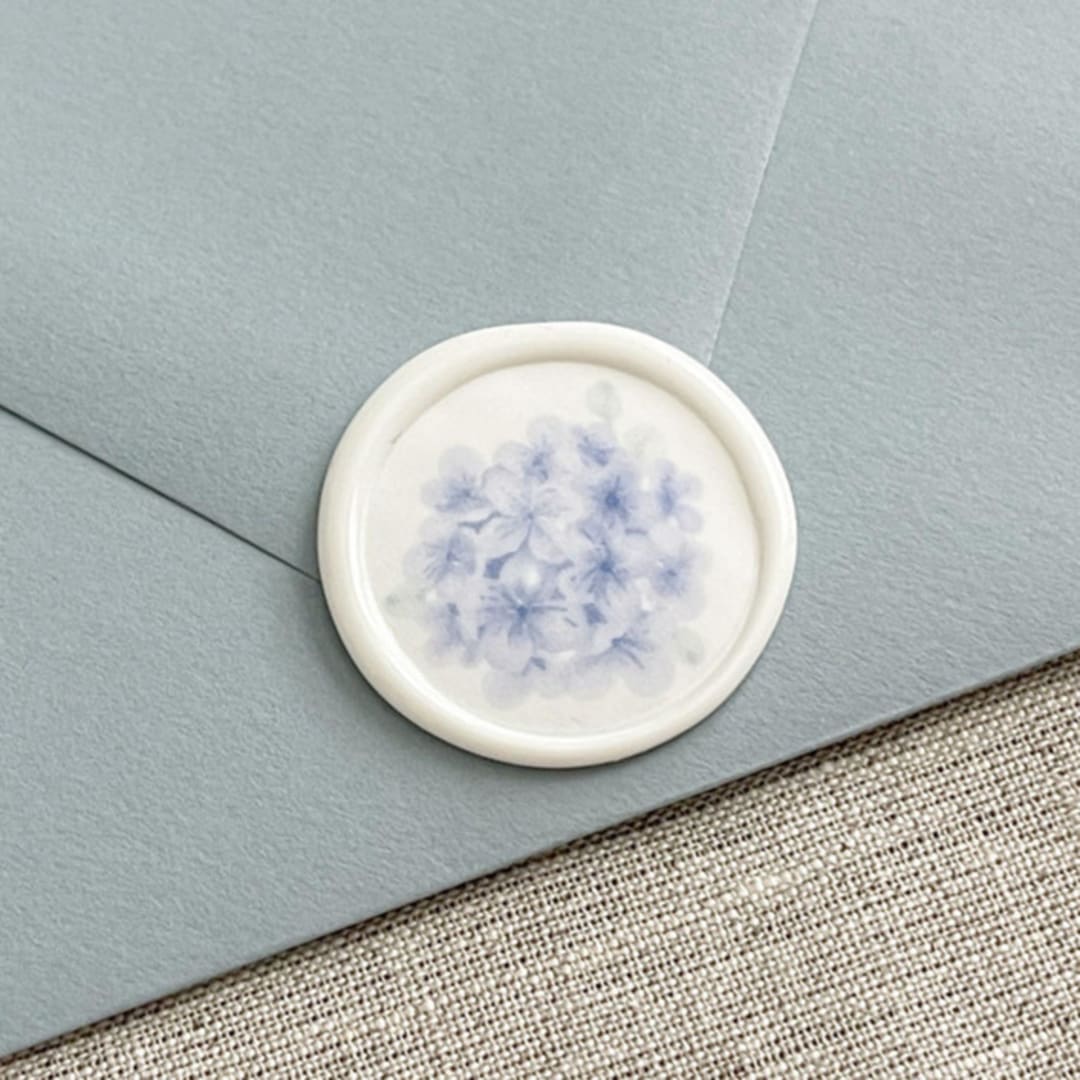 "Watercolor Hydrangeas self-adhesive wax seal | Set of 10" - Wax Seals in multicolorassorted-colors by Maria Ferrer G.