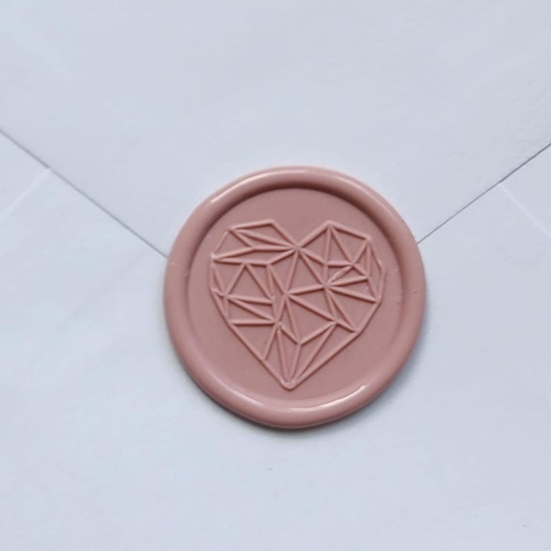 "Customizable Color Geometric Heart Self-adhesive Wax Seals, Set of 5" - Wax Seals in multicolorassorted-colors by MC silverlinings
