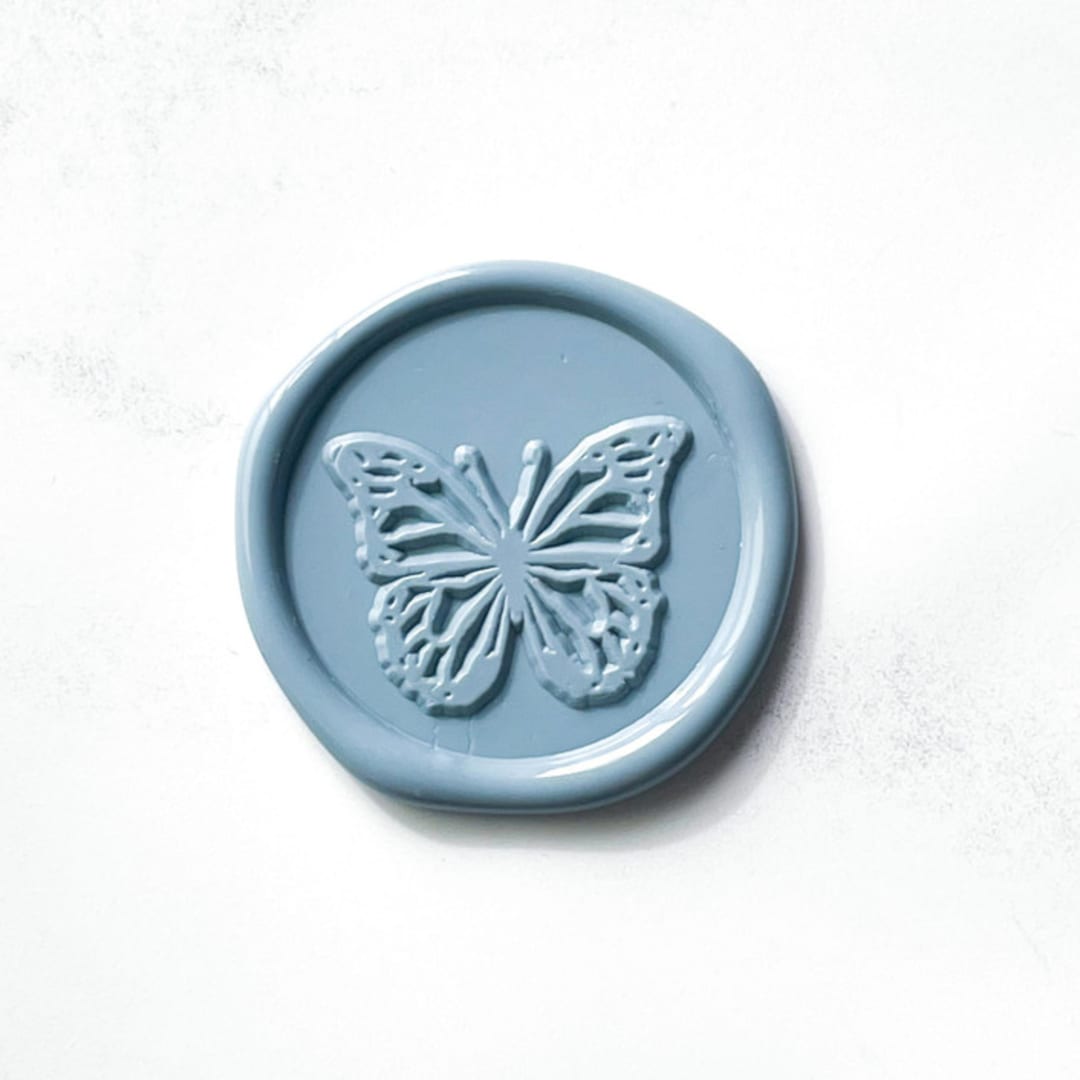 "Butterfly in Dusty Blue Pack of 10" - Wax Seals in blue by Abby Choi