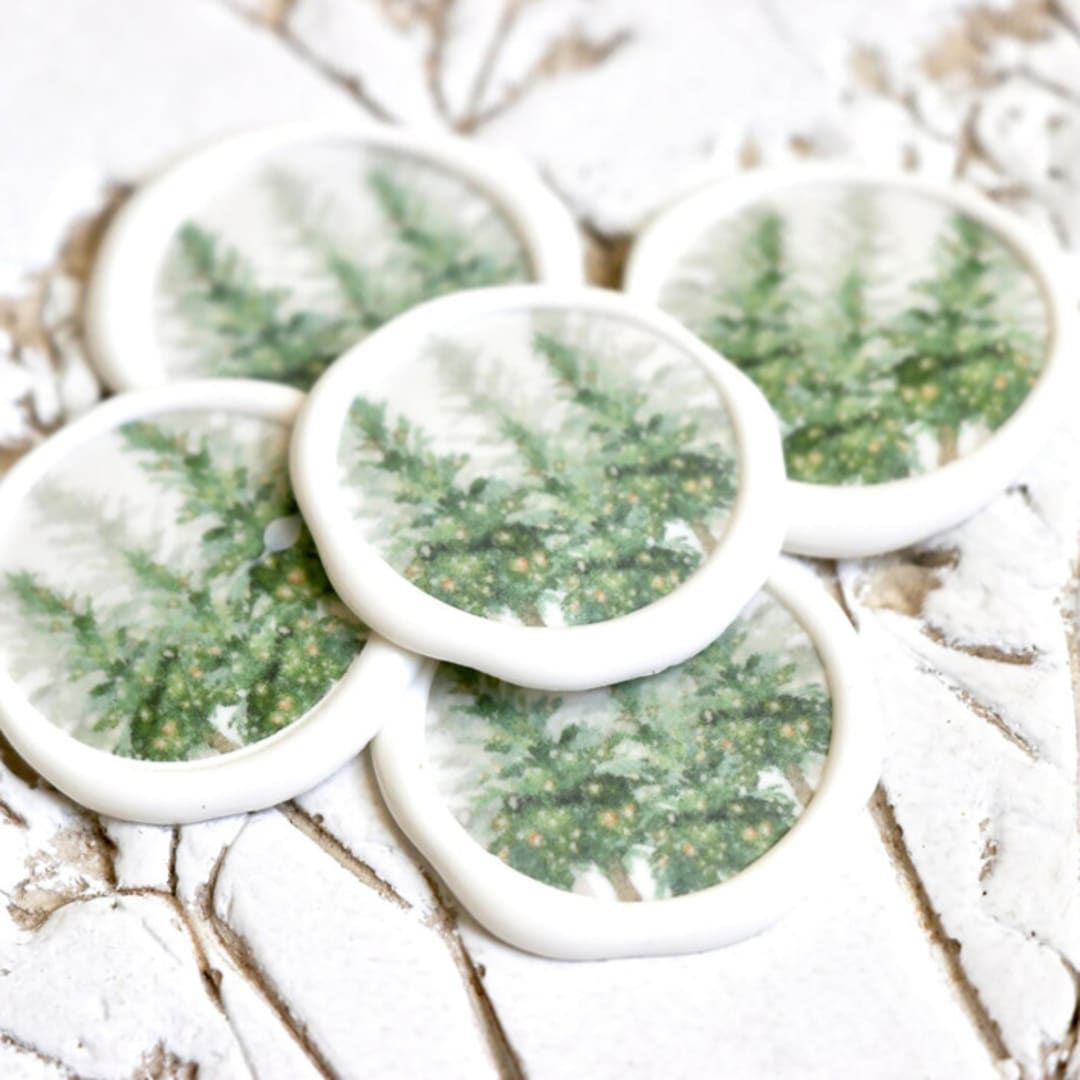 Evergreen Christmas Tree Wax Seals for Holiday Cards | Set of 25