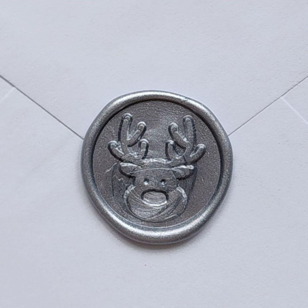 Customizable Color Rudolph Reindeer Wax Seals, Self-Adhesive Seals, Set of 5