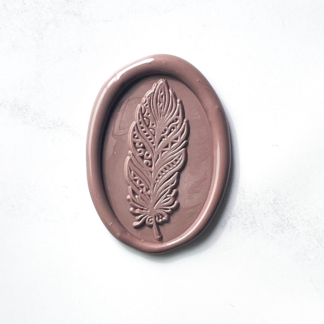 "Feather Wax Seal in Café Pack of 10" - Wax Seals in brown by Abby Choi