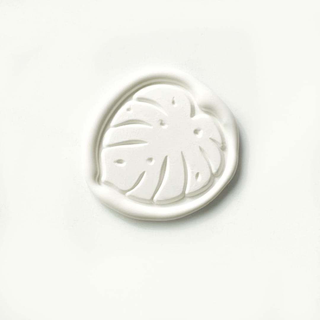 "Monstera Leaf in White Pack of 10" - Wax Seals in white by Abby Choi