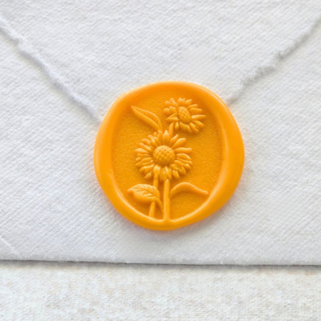 "Sunflower- Sunshine Yellow- Set of 25 Hand-crafted Wax Seals" - Wax Seals in yellow by Inkspiringletters