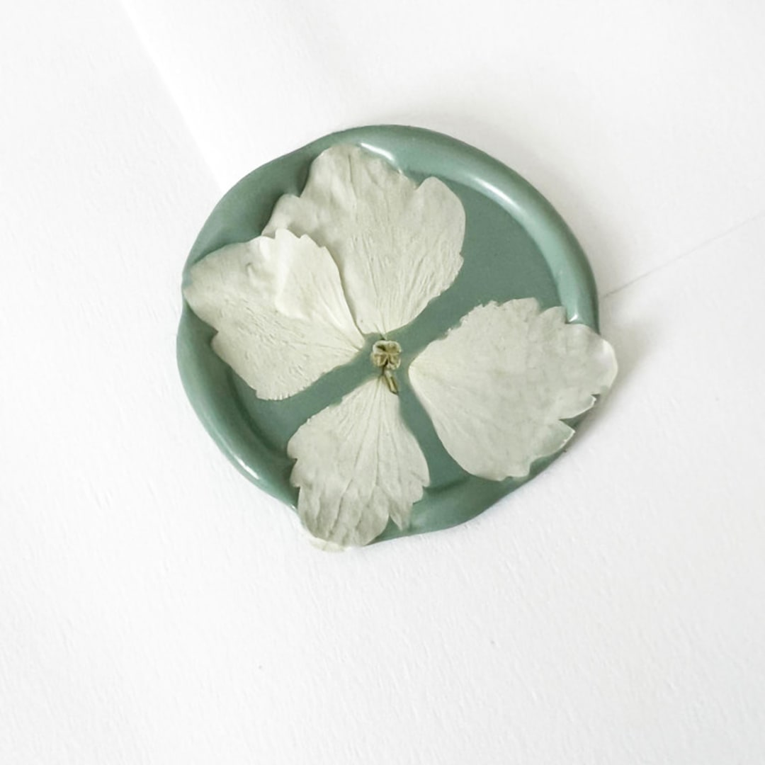 "White Hydrangea in Sage Wax Seal | Pack of 10" - Wax Seals in green by Caitlin Home