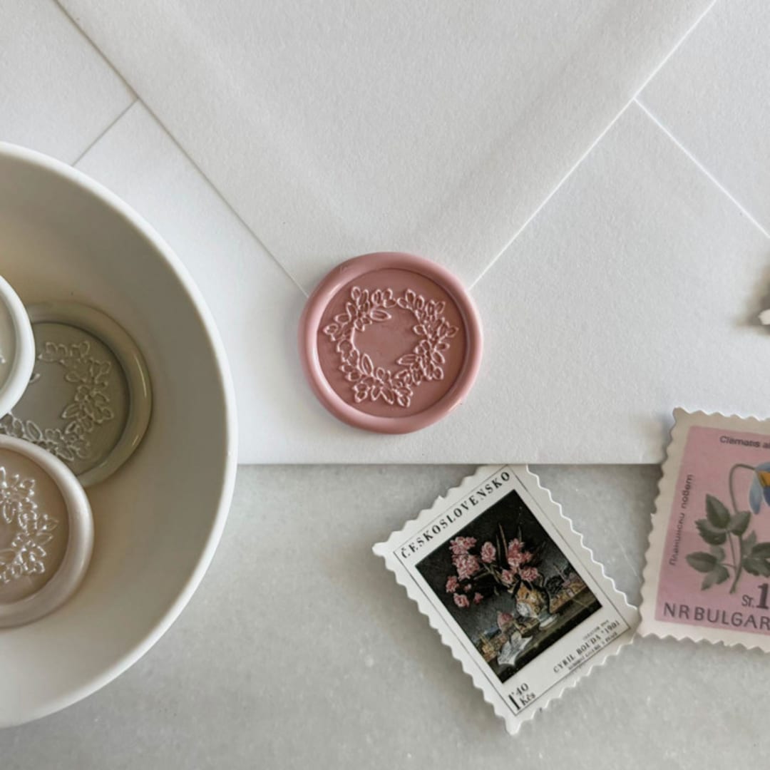 "Self Adhesive Floral Wreath Wax Seals (Set of 25)" - Wax Seals in multicolorassorted-colors by Kendall Ellison