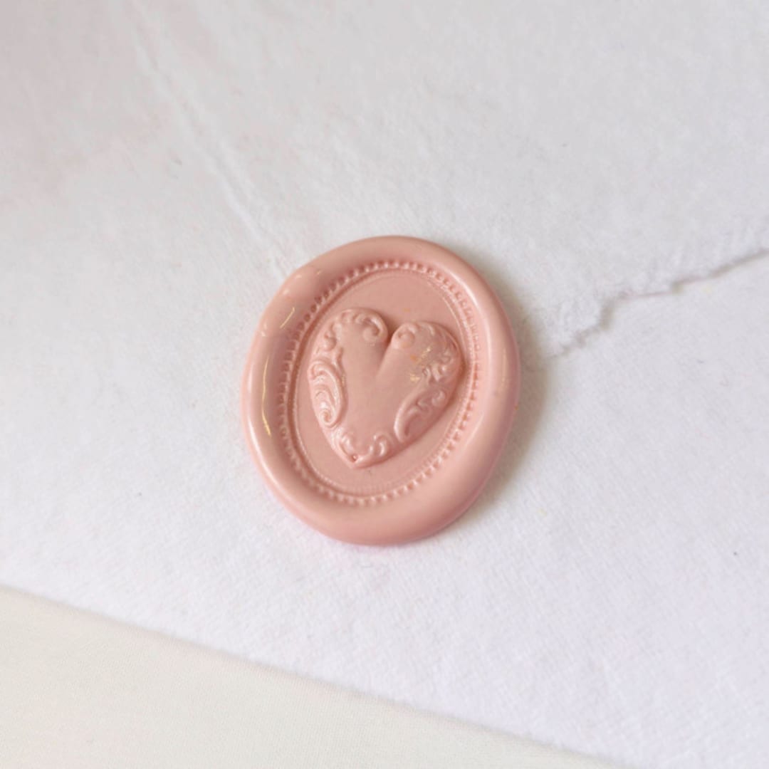 "Antique Heart- Customizable Color- Set of 25 Hand-crafted Wax Seals" - Wax Seals in multicolor by Inkspiringletters