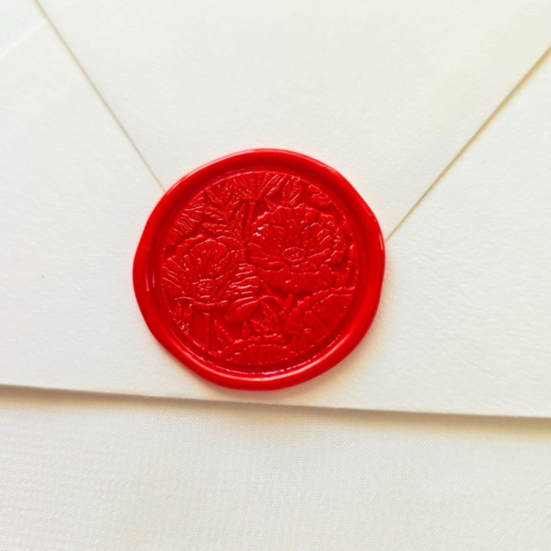"Poppy Field- Customizable Color- Set of 25 Hand-crafted Wax Seals" - Wax Seals in multicolor by Inkspiringletters