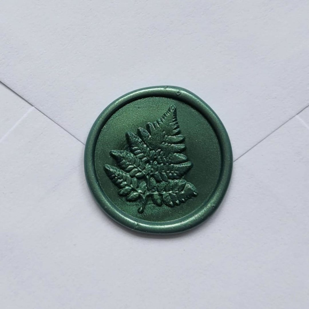 "Customizable Color Fern Self-adhesive Wax Seals, Set of 5" - Wax Seals in green by MC silverlinings