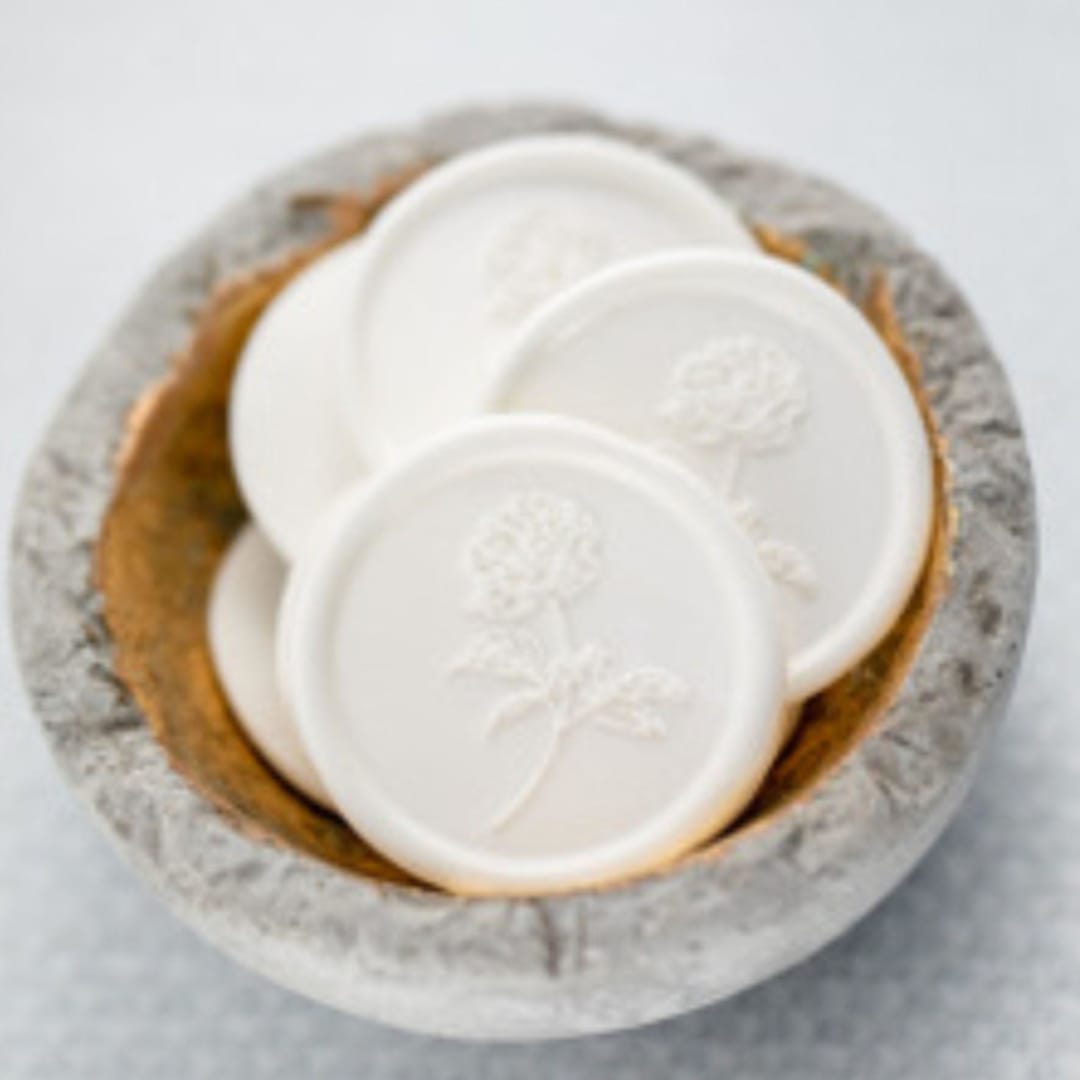 "Pretty in Peony (Sold in Sets of 10)" - Wax Seals in white by Lindsey Cain