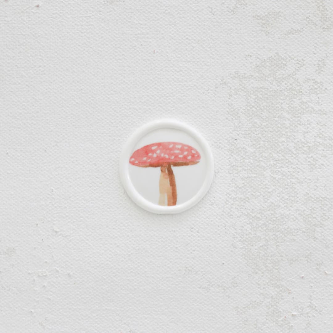 "Red Mushroom Vellum Wax Seals | Set of 25" - Wax Seals in red by Clove and Cedar Design