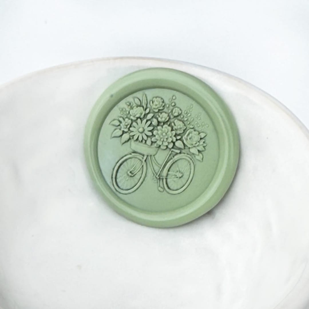 "Flower Bicycle Wax Seal, Pack of 10, Customizable Color" - Wax Seals in white by Abby Choi
