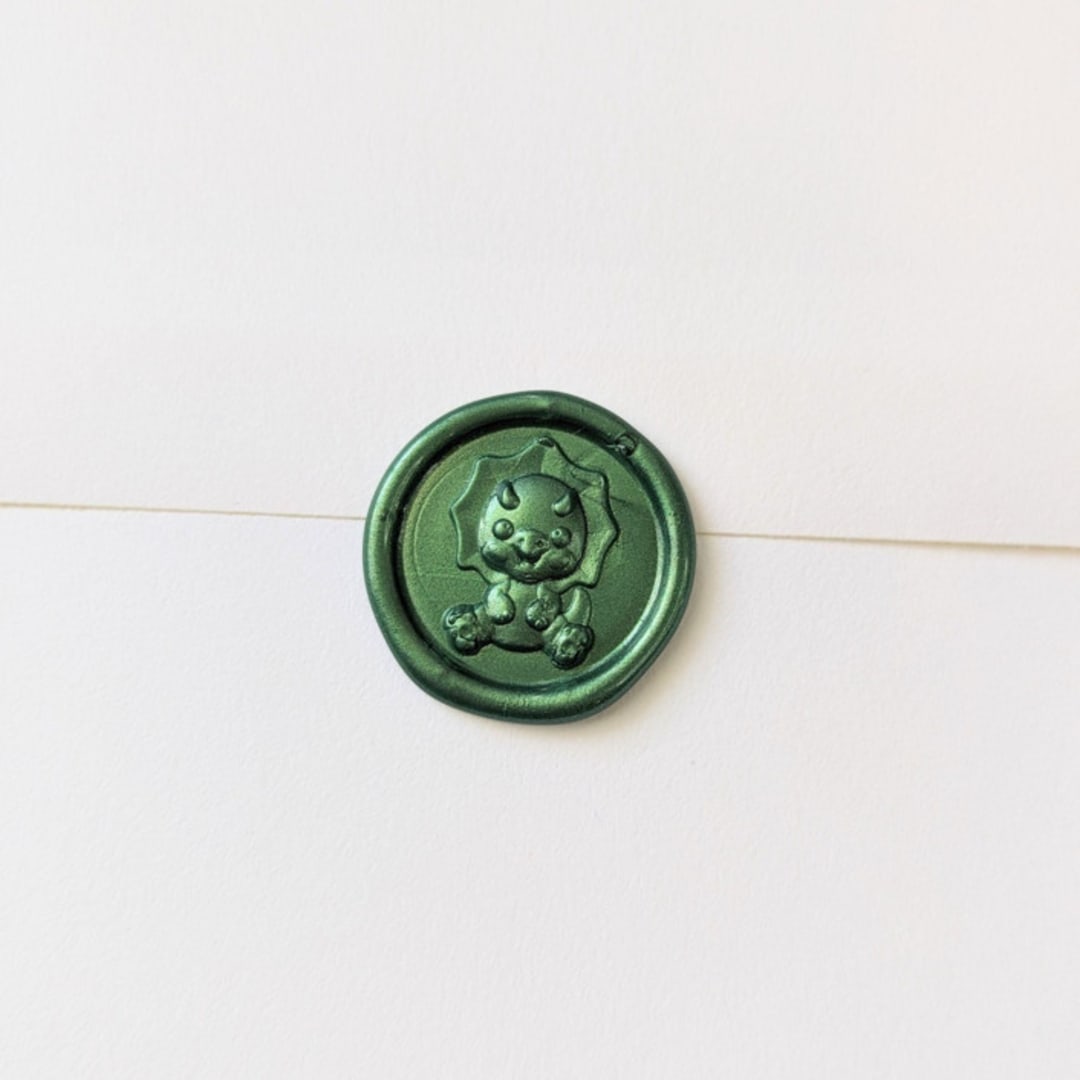 "Triceratops Dinosaur- Customizable Color- Set of 25 Hand-crafted Wax Seals" - Wax Seals in multicolor by Inkspiringletters