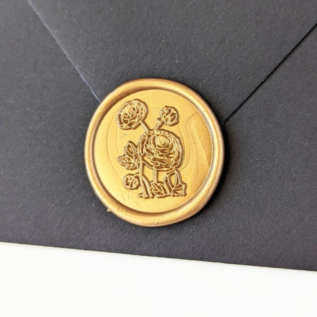 "Ranunculus- Customizable Color- Set of 25 Hand-crafted Wax Seals" - Wax Seals in multicolor by Inkspiringletters