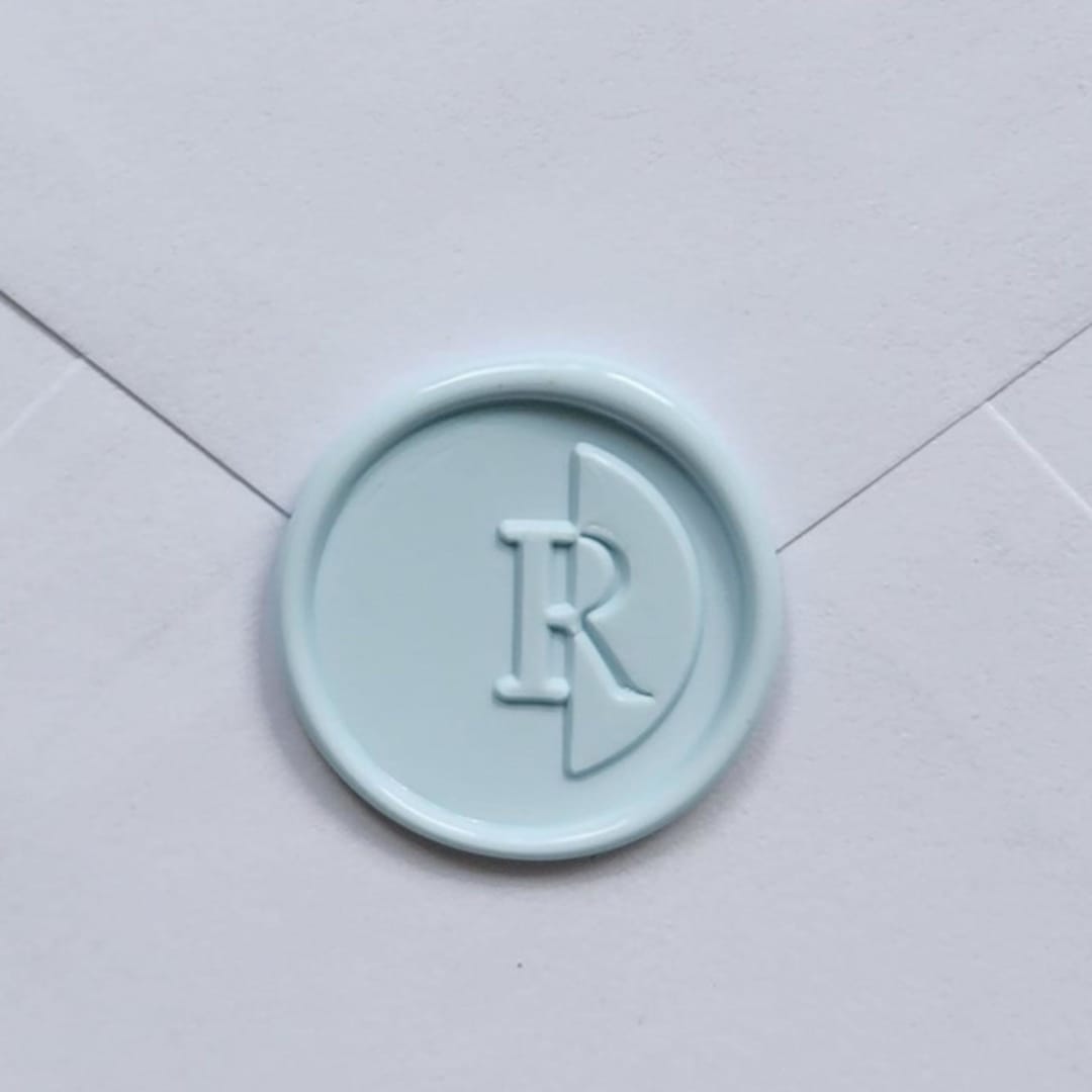 Customizable Color "R" Monogrammed Self-adhesive Wax Seals, Set of 5