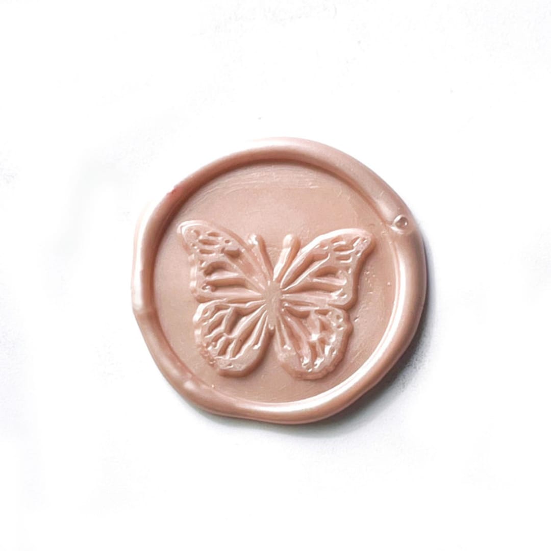 "Butterfly in Champagne Pack of 10" - Wax Seals in pink by Abby Choi
