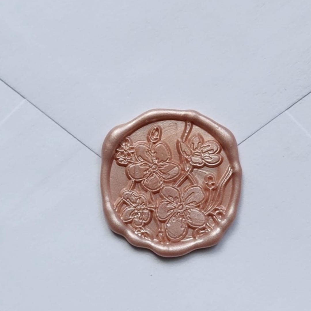 "Customizable Color Cherry Blossoms Self-adhesive Wax Seals, Set of 5" - Wax Seals in pink by MC silverlinings
