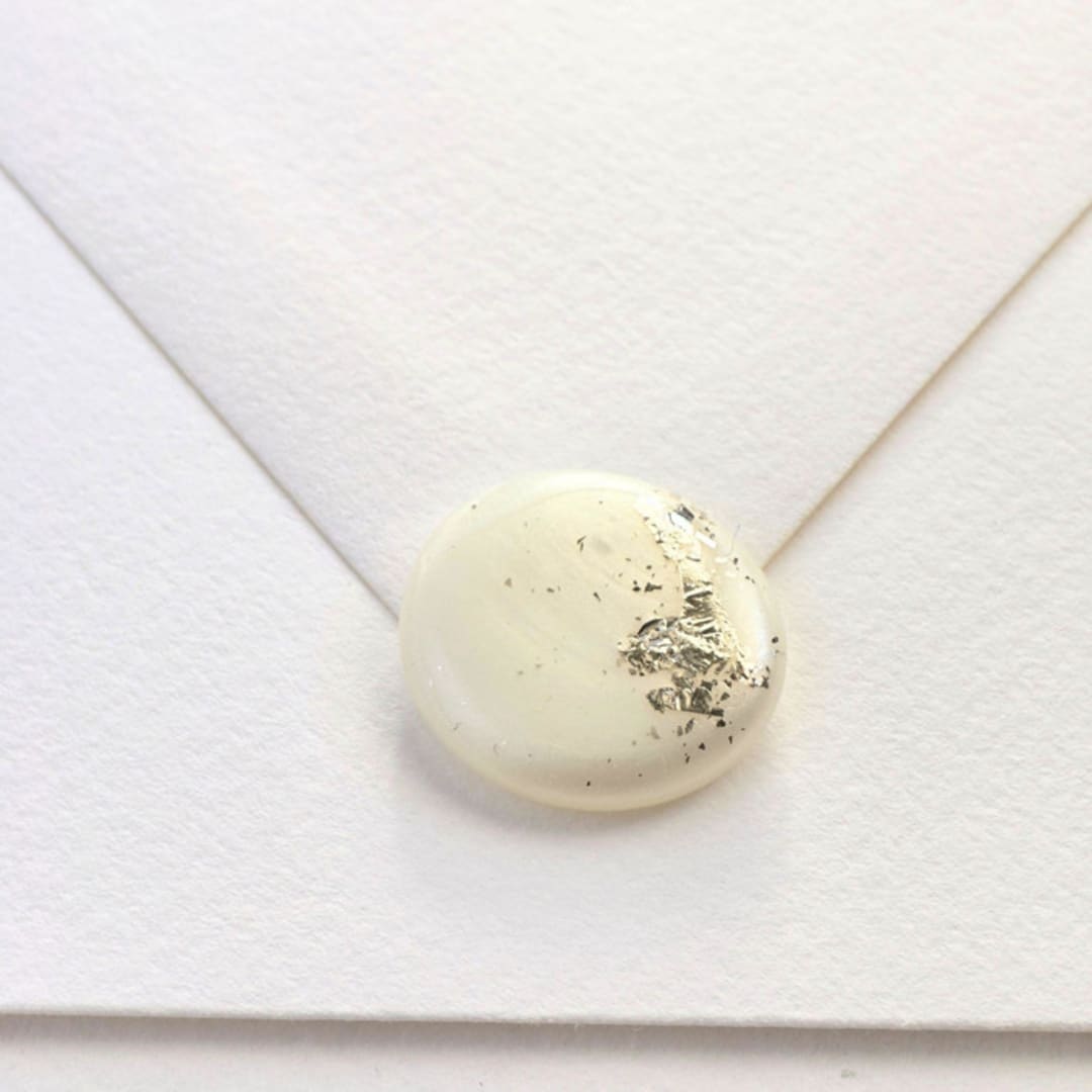 "Natural Pearl White Hand-crafted Wax Seals with Gold/Silver Leaf- Set of 25" - Wax Seals in white by Inkspiringletters
